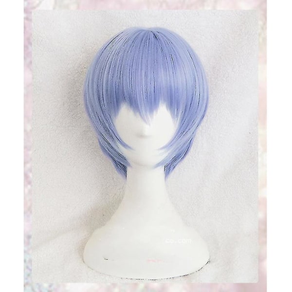 Ayanami Rei paryk kort lyseblå varmebestandigt syntetisk hår Cosplay hovedbeklædning Haripins + parykhætte