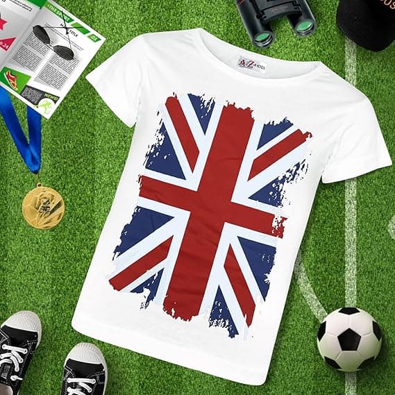 Dam T-shirt med Union Jack-tryck, sliten brittisk flagga, vit
