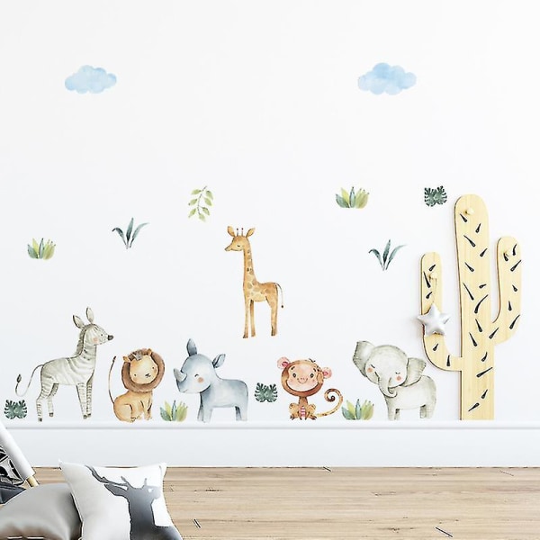 30*90CM Jungle Dyr Wall Decals Wall Sticker Safari Giraf Elefant Wall Decor Soveværelse Børn Baby Børneværelse Stue