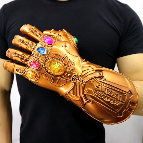 LED Lysende Thanos Infinity Gauntlet For Elektronisk Knyttneve PVC Hansker Med Batterier
