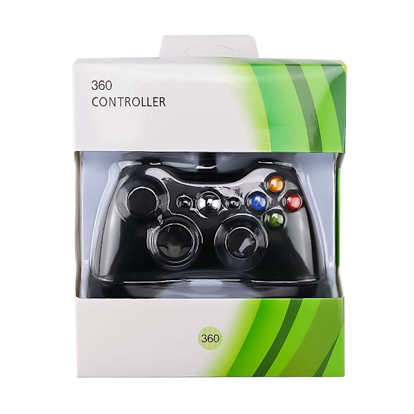 USB-spilcontroller til Xbox 360 med ergonomiske knapper, sort
