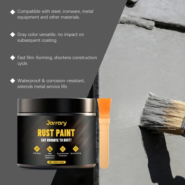 100g Anti-Rust Metalmaling, Hurtigtørrende Grå Rustfjerner med Børste