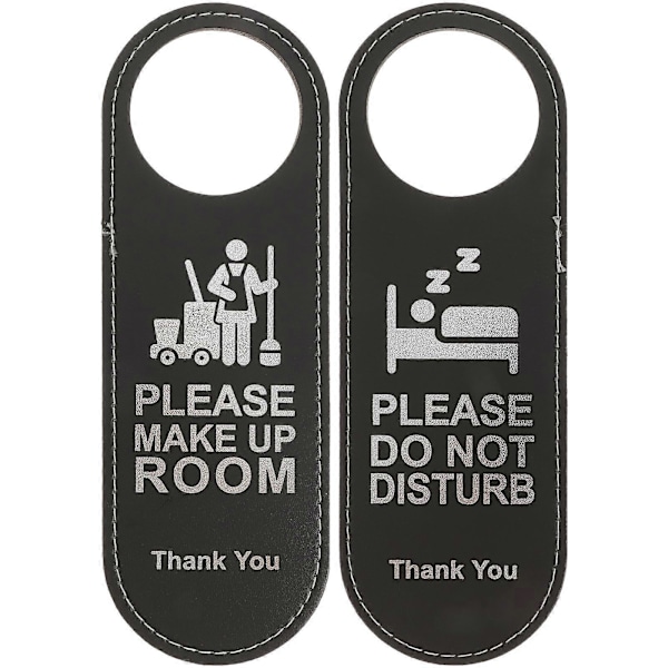 2 st Läder Hotellskylt Dörrskylt Dubbelsidig Dörrhängande Ornament Stör Ej Städning Dörrhänge