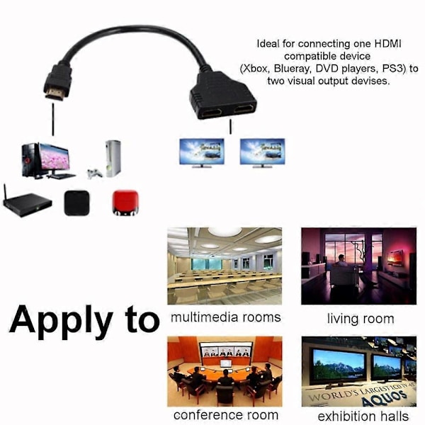 4x HDMI Hane till 2 HDMI Hona 1 in 2 ut Splitterkabel kompatibel 1080P