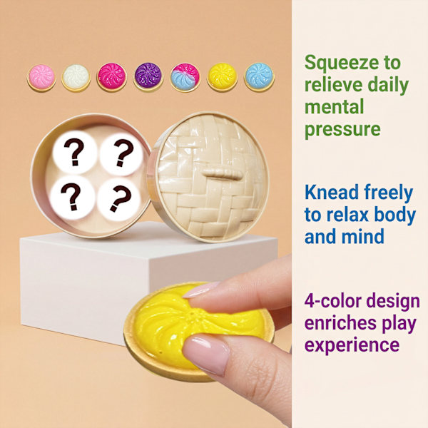 4 stk. Steamer Dumpling Squishy Sæt Søde Simulations Stressaflastende Blind Box Legetøj