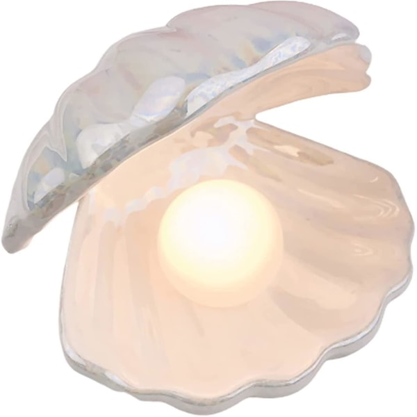Hvit Shell Pearl Design Nattlys Nattlampe ved nattbord