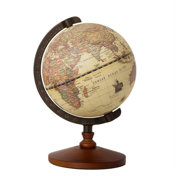 Wooden Globe Retro Vintage Home Decoration Skrivebord Legetøj Verdenskort Geografi Håndværk