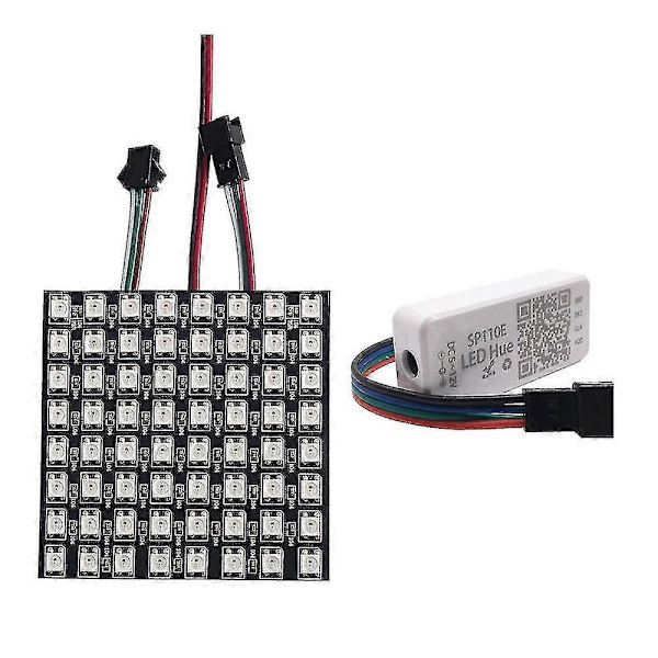Ws2812b LED-remsa 8x8 Digital Panel Sp110e Bluetooth-styrenhet