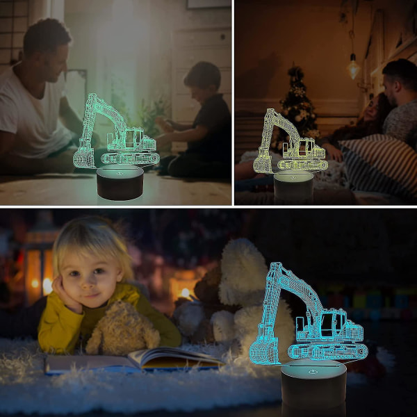 Shxx gravemaskin 3d lampe for barn, led optisk illusjon nattlys med fjernkontroll og timingfunksjon som julegaver Xq-3d5-502