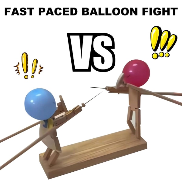 Balloon Bamboo Man Battle, 2024 nye håndlagde fektedukker i tre, fartsfylt ballongkamp, ​​Whack A Balloon Party Games, Voksenfestspill for Grou
