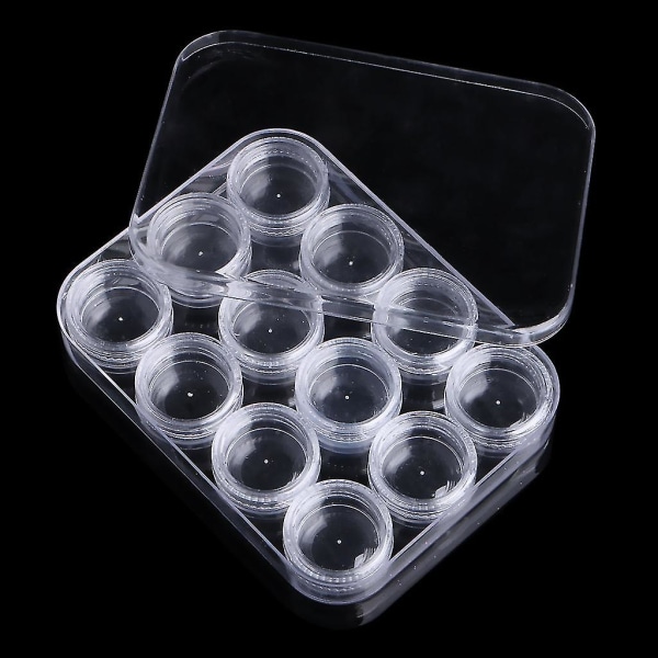12 Grid Plast Oppbevaring Tom Flaskeboks For Case Pot For Nail Art For Rhineston -wf