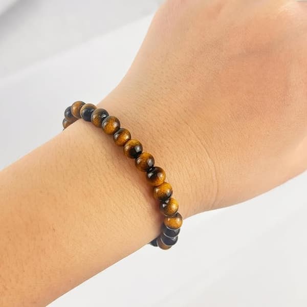 Tigerøye elastisk armbånd for menn og kvinner, justerbart chakra-balanserende armbåndsgave