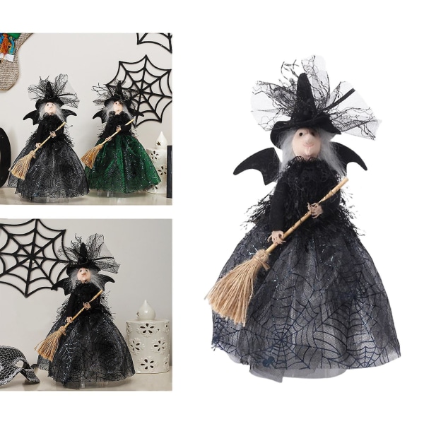 2xwitch keräilynuket valokuva-rekvisiitta Halloween joulukuusen koristeluun musta