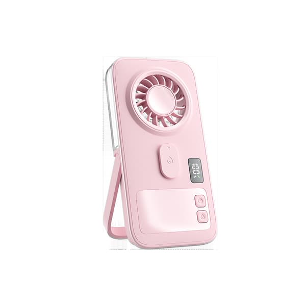 Handhållen Mistfläkt Bärbar Digital Display USB Mini Luftfuktande Fläkt för Utomhusbruk, rosa
