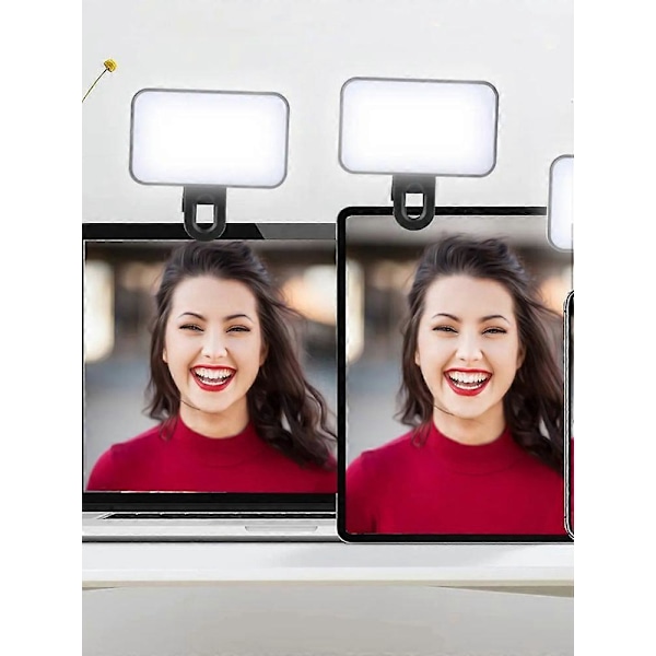 Mini Clip-on Mobiltelefon LED Lys Selfie Lys 24 LED Genopladeligt Batteri til Smartphones