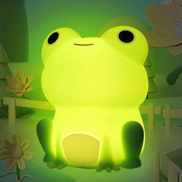 SBSG Söt Groda Nattlampa, Mjuk Silikon LED Touchlampa för Barn, Bärbar Nattlampa med Dimbar Timer, Kawaii Sovrum Sängbord Bord D