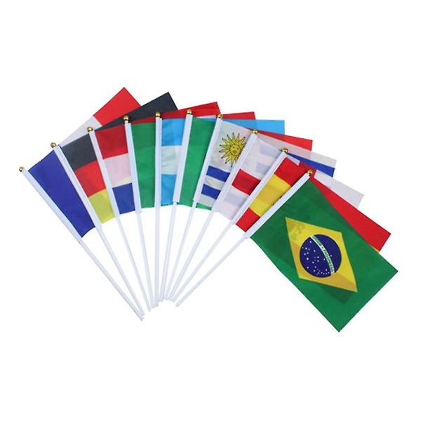 32st handhållen liten nationell flagga på pinne International World Country Stick Flaggor Banners