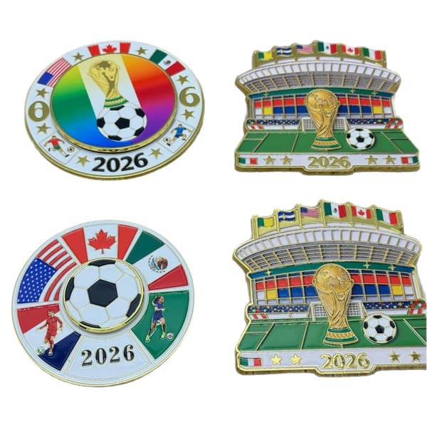 2026 VM Stadion Emaljepin, Internasjonale Flagg og Trofé Samlemerke