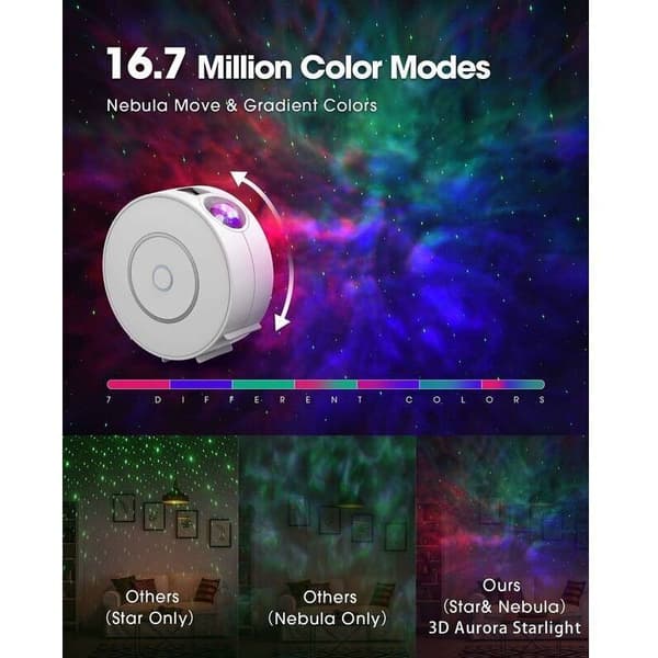 LED Alexa Starry Sky Projector. Smart Starry Sky Projector Galaxy Night Light Dimbar/Stemmekontroll/WiFi-tilkobling/Timer Soveromsdekor Gave (Hvit)