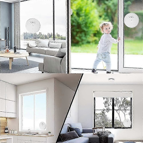 Glasbrottsdetektor, Fönsterlarm med 125dB Larm, Glasvibrationsensorlarm för Ditt Hem, Kontor (2 Stycken)