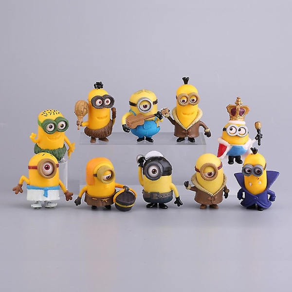 10 st Pvc för barn Mini söt figurleksak Födelsedagspresent Minions Modeller Tårtdekor Ny