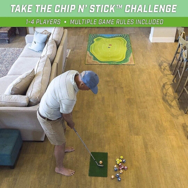 1 set Chip Stick Golf Spelmatta med 16 Grip Golfbollar och 1 Chipping Matta