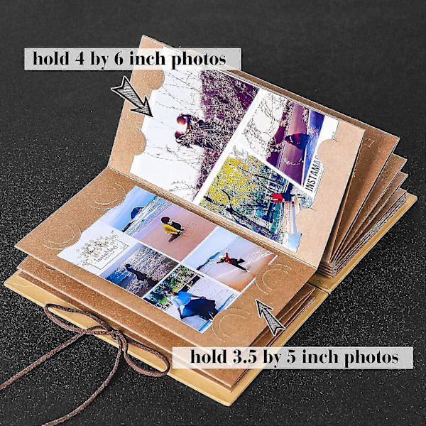 Scrapbook Album med Hård Pärm, Fotoalbum Handgjort Kraftpapper DIY Alla Hjärtans Dag Present