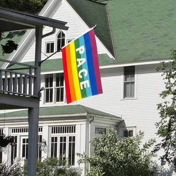 Rainbow Peace utomhusflagga, väderbeständig polyester, Rainbow Peace Letters Flagga