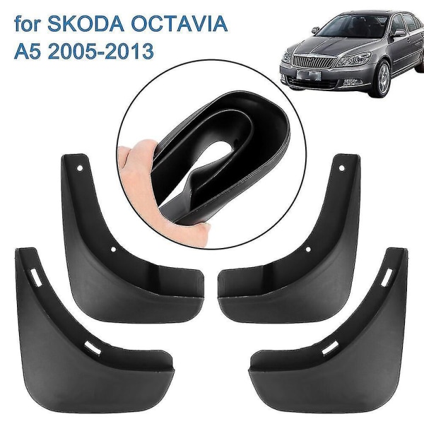 4 st stänkskydd Kompatibel med Skoda Octavia A5 2005-2013 Bil stänkskydd Biltillbehör Stänkskydd Fram Bakskärm