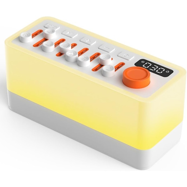 Sömnljudmaskin 4 i 1 Vit Brusmaskin med 8 Naturljud 11 Justerbara Nattljus Timer Uppladdningsbar Bluetooth-högtalare Gåva (Vit Medium)