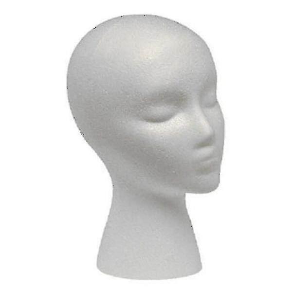 Valkoinen styroksivaahtomuovi mannekiiniperuukkipään näyttö hattukorkki cap