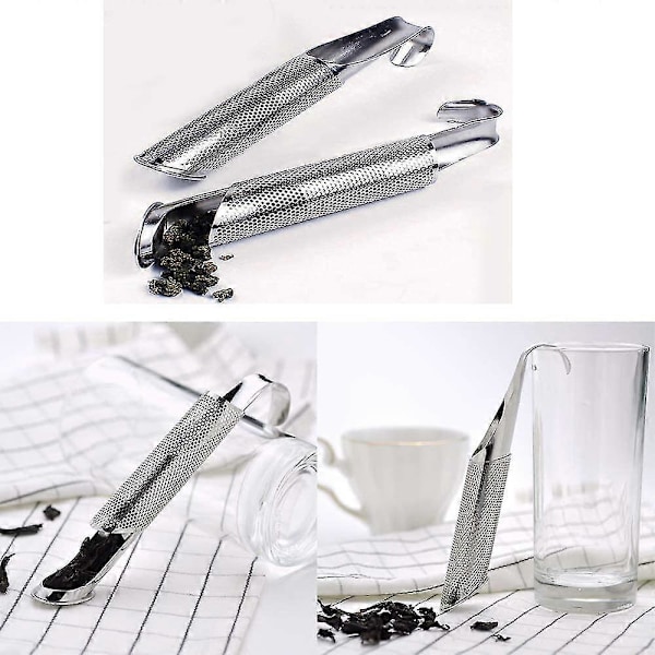 3 stk. Rustfrit Stål Te-si, Cylindrisk Te-infuser, Te-pind Si