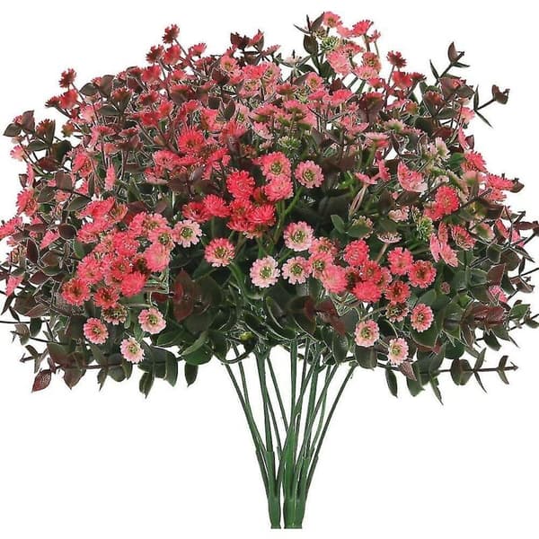 Sæt med 3 kunstige planter: kunstige tusindfryd, kunstig eukalyptus, kunstige planter