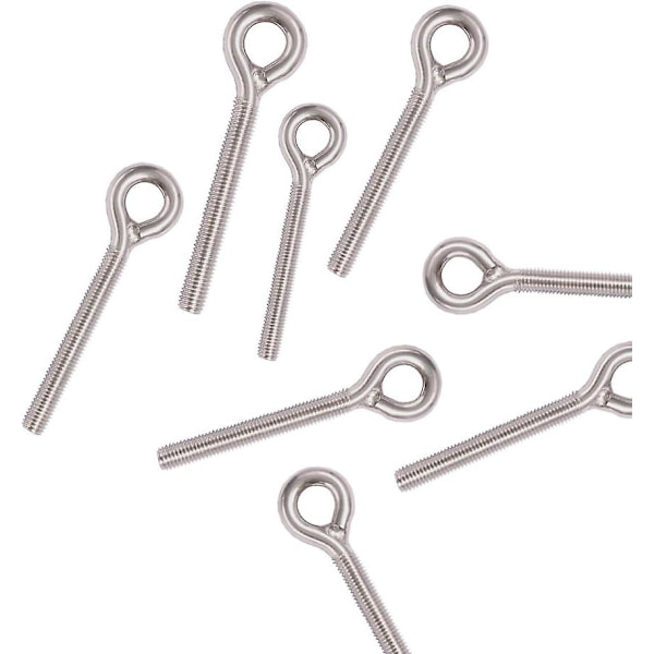 M6 304 Rustfrit Stål Lang Ring Skrue Gengede Stang Ringbolt 10 stk