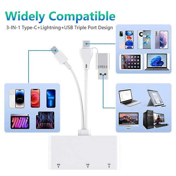 5-i-1 Minneskortläsare Typ C USB A till SD/TF//MS/XD USB OTG Adapter, Multi Minneskortläsare