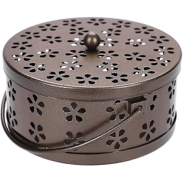 Klassisk Myggespiralholder Røg Røgelseholder Bærbar Censer Metal Tilbageflydende Røgelsebrænder Trækulsovn Med Håndtag Dæk Myggespiralboks Beholder