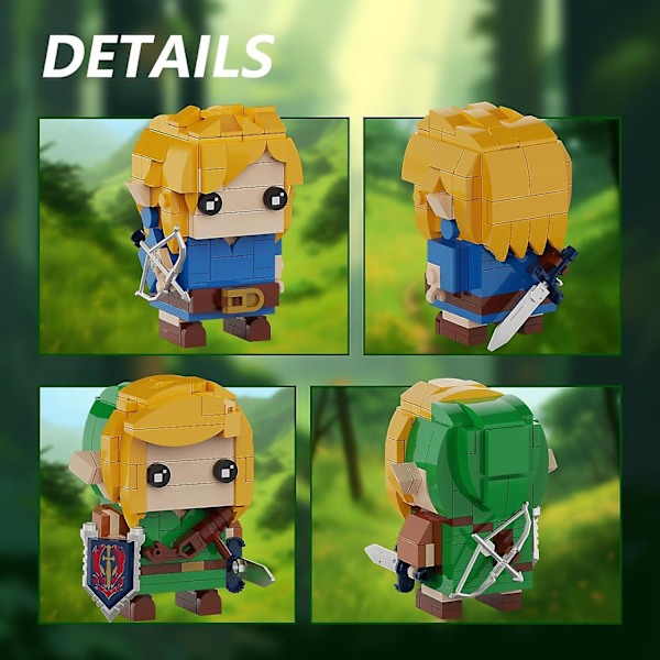 Link Bygge Sæt, Link Actionfigurer Holder Master Sword og Hylian Shield, Gave til Fans Børn Voksne (334 Stykker)