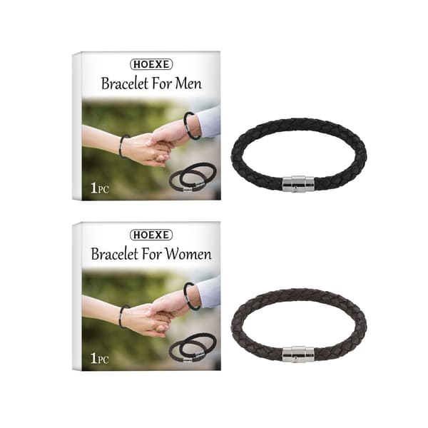 Flettede læderarmbånd til par, matchende sæt til ham og hende