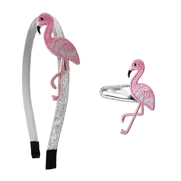 2 kpl Flamingo Panta Kirjailtu Hiussarja Tytöille Päähineet Hiusneulat (Flamingo Hiukset ja Hiusneulat)