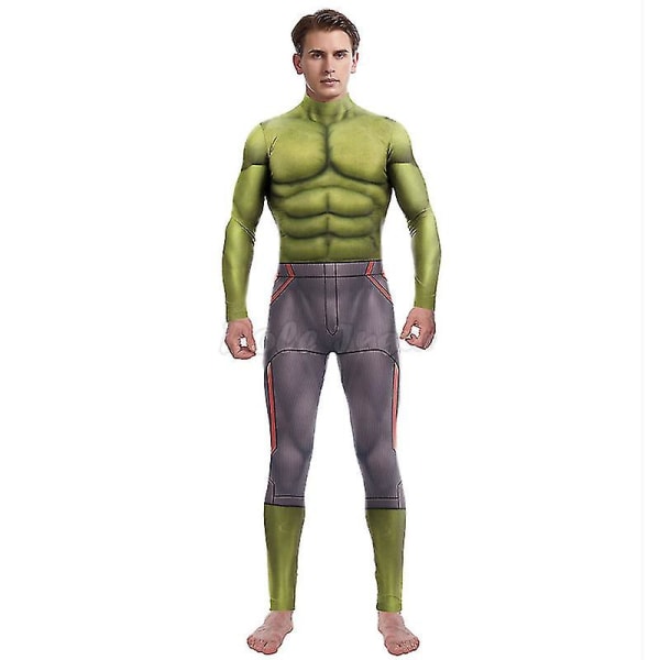 Avengers Superhero Hulk Bruce Banner Muscle Bodysuit -haalari Cosplay-asu Halloween-juhlaesitys Zentai Bodysuit