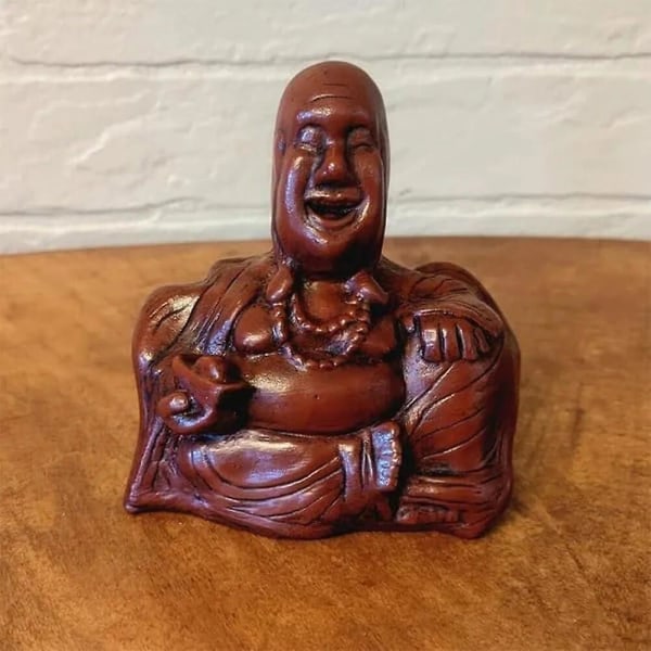 Oväntad baksida långfinger Leende Buddha Rolig gåva Humoristisk långfinger Konst Skulptur Prydnad Heminredning Aprikos S