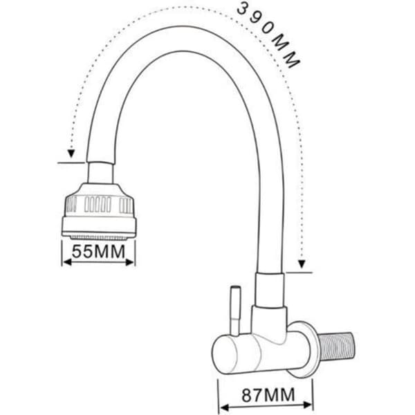 Sammenklappelig køkkenarmatur, sammenklappelig køkkenhane til installation under vindue, 304 rustfrit stål, multifunktionel