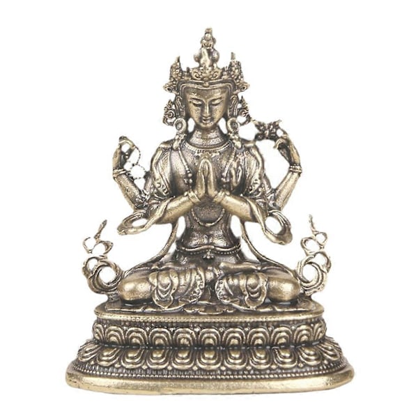 Avalokitesvara-staty i mässing Avalokitesvara-prydnad Hemmakontor Bord Quan Yin-dekoration
