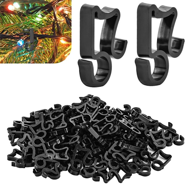 120 stk. Takrennelysstrengklips for utendørs belysning, svarte plaststrenglysholdere for utendørs lysstrenger Yw1