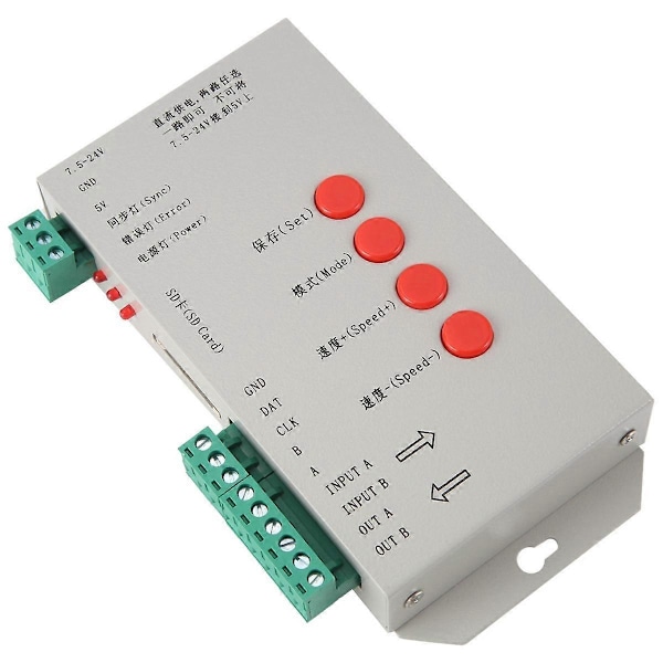 RGB LED -ohjain T1000S SD-kortti 2048 pikseliä ohjain WS2801 WS2811 WS2812B SK6812 LPD6803 LE