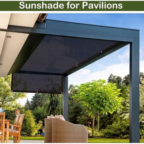 Rektangulær solskærm/solnet med øjer til altan, drivhus, have, pergola, terrasse – 3 x 5 m – Sort