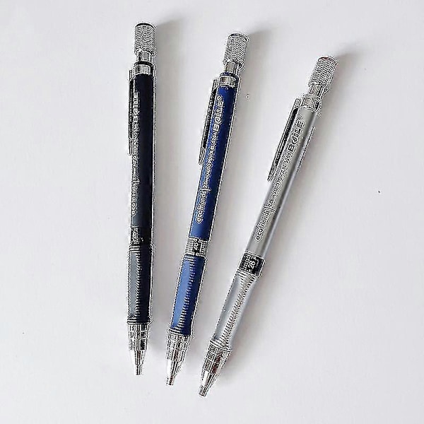 3 st 2b-pennor, 2,0 mm pennor för konst, teckning, skrivning, tentamenspennor (blå, vit och svart)