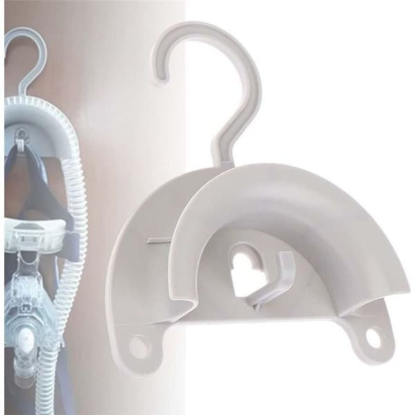 CPAP-slangeholder med krog og sugekop til tørring efter rengøring af apparatets åndedrætsdele til søvn
