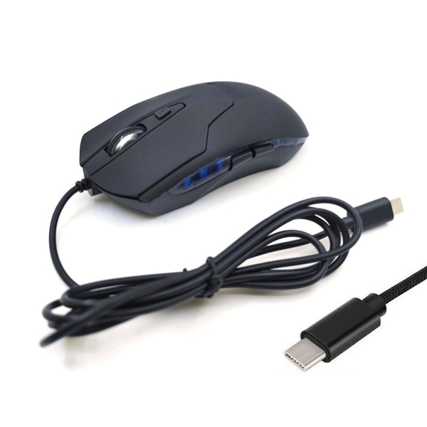 C-tyypin langallinen hiiri Optinen peli USB C-hiiri Sininen Rgb-valo kannettavalle tietokoneelle