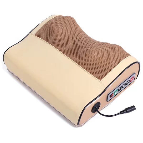 Beige Shiatsu nackmassagekudde med värmeterapi